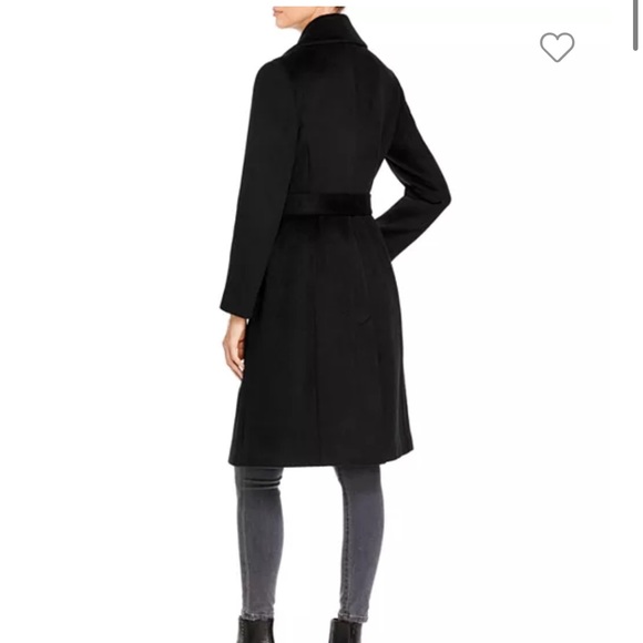 Final Offer! NWT CALVIN KLEIN B Luxe Tie Waist Wool Blend Coat, Black, size XS - Picture 3 of 7